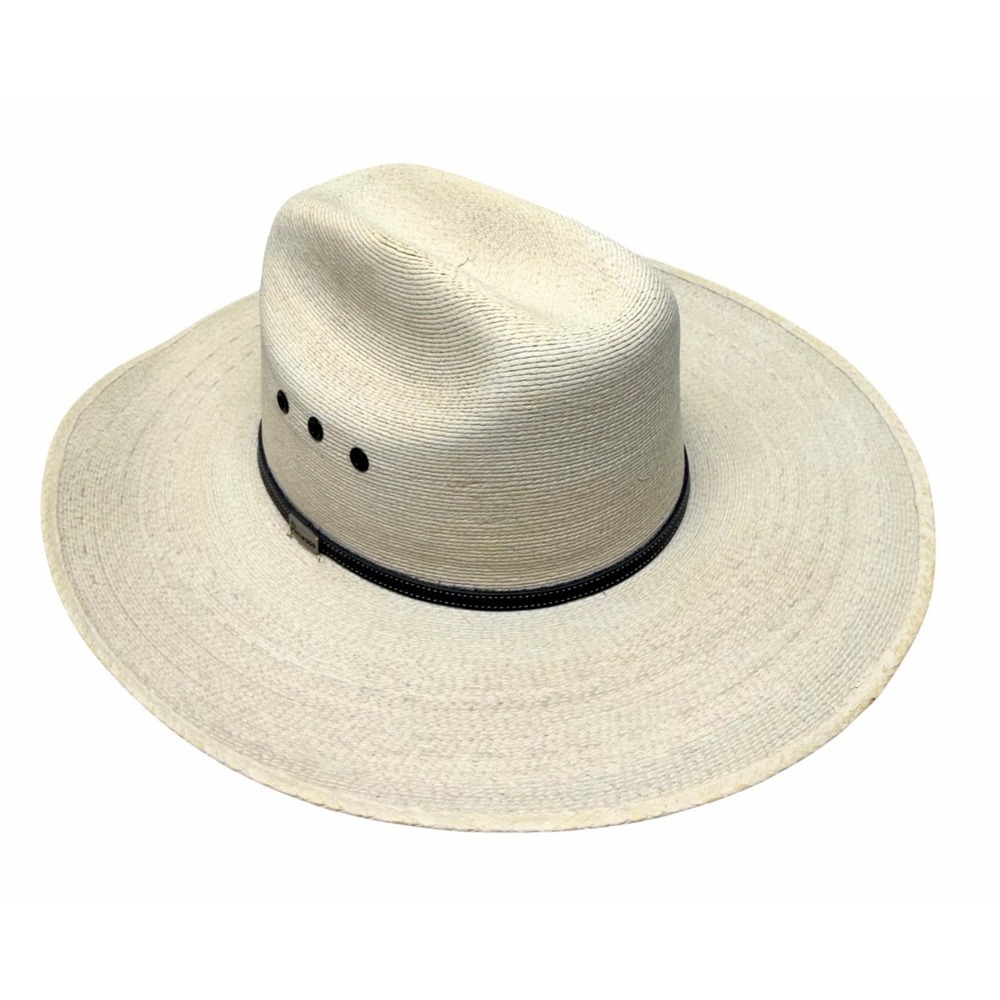 Atwood 7X Marfa Low Crown Long Oval Natural Straw Cowboy Hat Size 7 1/2 - Picture 2 of 13